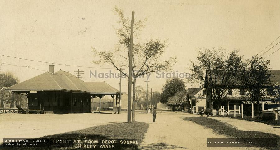 Postcard: Front Street from Depot Square, Shirley, Massachusetts